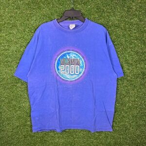 Vintage Monte Carlo Millennium 2000 Graphic T Shirt Blue Mens Size XXL Y2K